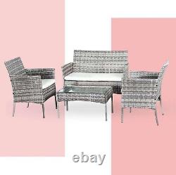 Rattan Garden Furniture Set4 Piece Table Chairs Sofa Wicker Outdoor Patio Set