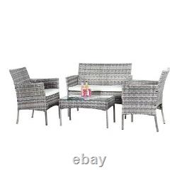 Rattan Garden Furniture Set4 Piece Table Chairs Sofa Wicker Outdoor Patio Set