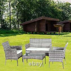 Rattan Garden Furniture Set4 Piece Table Chairs Sofa Wicker Outdoor Patio Set