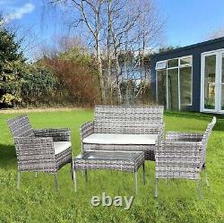 Rattan Garden Furniture Set4 Piece Table Chairs Sofa Wicker Outdoor Patio Set