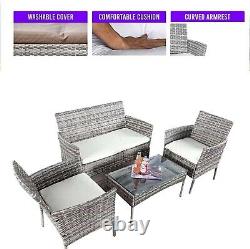 Rattan Garden Furniture Set4 Piece Table Chairs Sofa Wicker Outdoor Patio Set