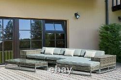 Rattan Garden Furniture Sofa L-Shaped Corner Outdoor Patio Set Coffee Table