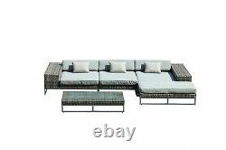 Rattan Garden Furniture Sofa L-Shaped Corner Outdoor Patio Set Coffee Table