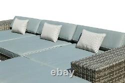 Rattan Garden Furniture Sofa L-Shaped Corner Outdoor Patio Set Coffee Table