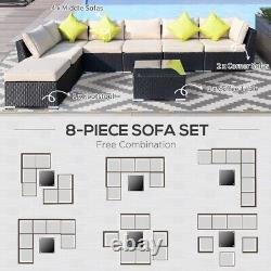 Rattan Garden Furniture Sofa L-Shaped Corner Outdoor Patio Set Coffee Table 8pc