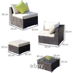 Rattan Garden Furniture Sofa L-Shaped Corner Outdoor Patio Set Coffee Table 8pc