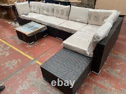 Rattan Garden Furniture Sofa L-Shaped Corner Outdoor Patio Set Coffee Table 8pc