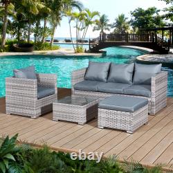 Rattan Garden Furniture Sofa Lounge Set 5-seat Chair Table Acorn Patio Outdoor