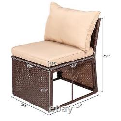 Rattan Garden Furniture Sofa Lounger Outdoor Patio Wicker Set With Dining Table