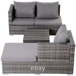 Rattan Garden Furniture Sofa Patio Conservatory Wicker withCushion 4-Seater Grey