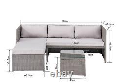 Rattan Garden Furniture Sofa Set Grey Black Brown Patio Outdoor Corner Lounge