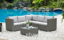 Rattan Garden Furniture Sofa Set Outdoor Patio Corner Black Brown Grey Wicker