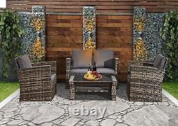 Rattan Garden Furniture Sofa Set Table 2 Arms Chairs & Sofa Outdoor Patio Set