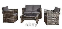 Rattan Garden Furniture Sofa Set Table 2 Arms Chairs & Sofa Outdoor Patio Set