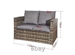 Rattan Garden Furniture Sofa Set Table 2 Arms Chairs & Sofa Outdoor Patio Set