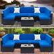 Rattan Garden Furniture U-corner Sofa Set Black Outdoor Patio Coffee Withcushions