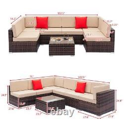 Rattan Garden Furniture U Corner Sofa Set Brown Outdoor Patio Coffee WithCushions