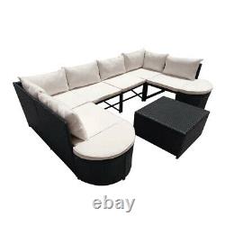 Rattan Garden Furniture U Corner Sofa Set Outdoor Patio Coffee Table withCushions