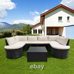 Rattan Garden Furniture U Corner Sofa Set Outdoor Patio Coffee Table withCushions