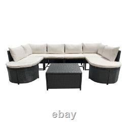 Rattan Garden Furniture U Corner Sofa Set Outdoor Patio Coffee Table withCushions