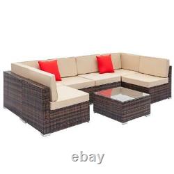 Rattan Garden Furniture U Lounge Set Outdoor Sofa Chair Table Corner Patio Brown