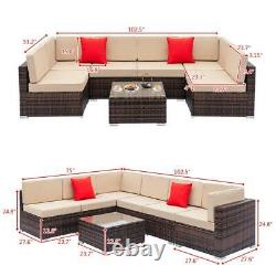 Rattan Garden Furniture U Lounge Set Outdoor Sofa Chair Table Corner Patio Brown