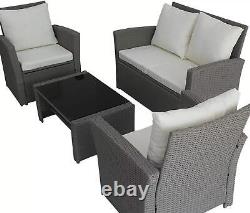 Rattan Garden Furniture Wicker Sofa Set with Chairs & Table for Outdoor Patio