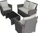 Rattan Garden Furniture Wicker Sofa Set With Chairs & Table For Outdoor Patio