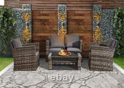 Rattan Garden Outdoor 4-Piece Furniture Set Sofa Chair Table Patio Conservatory