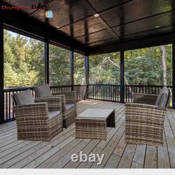 Rattan Garden Outdoor 4-Piece Furniture Set Sofa Chair Table Patio Conservatory