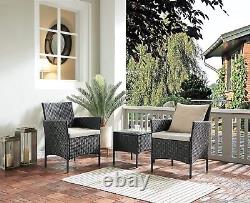 Rattan Garden Outdoor Furniture Set 3 Pieces Patio Conversation Sets PE Wicker 2