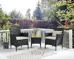 Rattan Garden Outdoor Furniture Set 3 Pieces Patio Conversation Sets PE Wicker 2