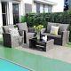Rattan Garden Patio Furniture Coffee Table And Arm Chair 4 Seater Dark Grey Set