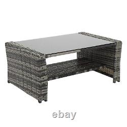 Rattan Garden Patio Furniture Coffee Table and Arm Chair 4 Seater Dark Grey Set