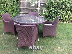 Rattan Garden Patio Furniture Table And 4 Chairs Set £185