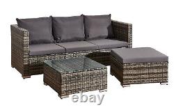 Rattan Garden Sofa Furniture Set Corner Patio L Shaped Outdoor Indoor 4 Seater