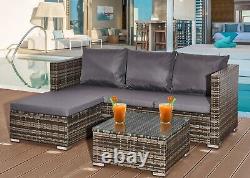 Rattan Garden Sofa Furniture Set Corner Patio L Shaped Outdoor Indoor 4 Seater