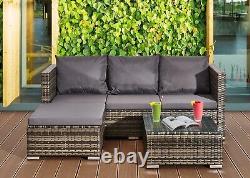 Rattan Garden Sofa Furniture Set Corner Patio L Shaped Outdoor Indoor 4 Seater