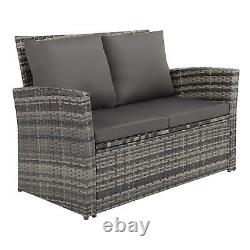 Rattan Garden Sofa Furniture Set Patio Conservatory 4 Seater Grey With FREE COVER