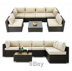 Rattan Garden Sofa Furniture Set Patio Conservatory 6 Seater Armchairs + Table