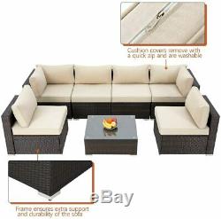 Rattan Garden Sofa Furniture Set Patio Conservatory 6 Seater Armchairs + Table