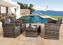 Rattan Garden Sofa Set Furniture 4 Piece With 2 Arms Chairs Patio Table 2 Seater