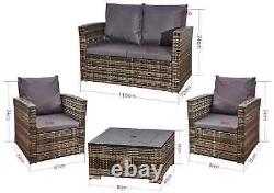 Rattan Garden Sofa Set Furniture Patio L Shaped/Gas Fire Pit Table Corner 4piece