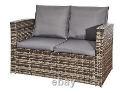 Rattan Garden Sofa Set Furniture Patio L Shaped/Gas Fire Pit Table Corner 4piece