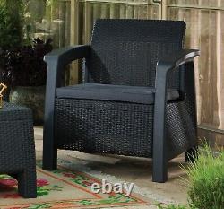 Rattan Keter Garden Furniture Set 4 Piece Chairs Sofa Table Outdoor Patio