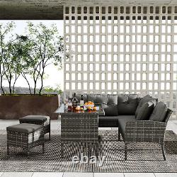 Rattan Outdoor Garden Furniture Conservatory Corner Sofa Patio Set 7 Seater Grey