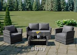 Rattan Outdoor Garden Furniture Conservatory Sofa Set 4 Seater Armchairs Patio