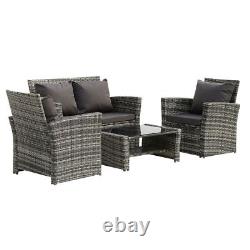 Rattan Outdoor Garden Furniture Conservatory Sofa Set 4 Seater Armchairs Patio