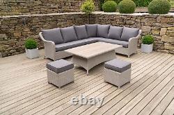 Rattan Outdoor Garden Furniture Patio 9 Seater Corner Sofa and Table Set Grey