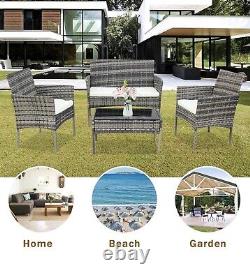 Rattan Outdoor Garden Furniture Set Patio Conversation Set with Coffee Table